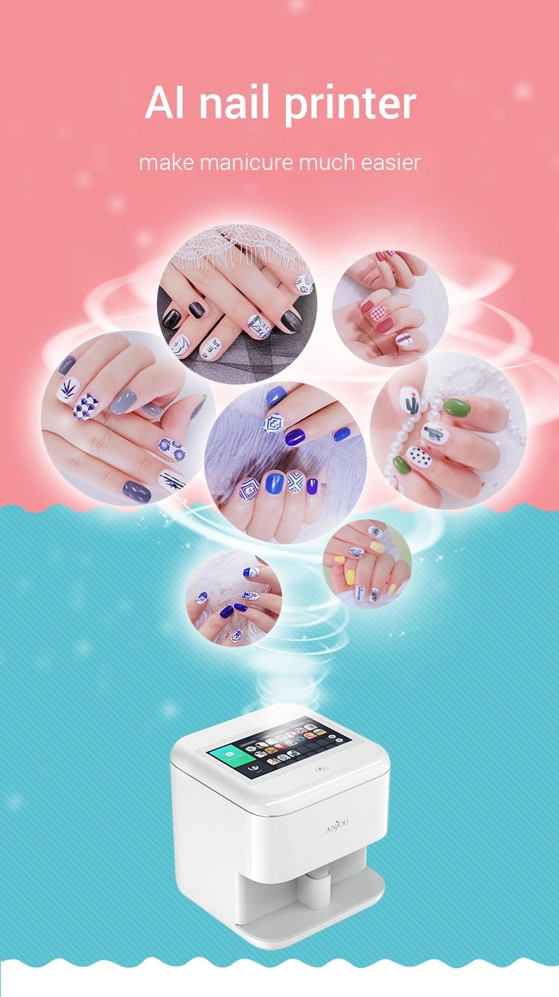 Smart Nail Art Printer, Automatic 3D Nail Printer Machine,Portable Mobile  Nail Painting Machine,with Free Mobile App,Support WiFi/DIY/USB,for Home