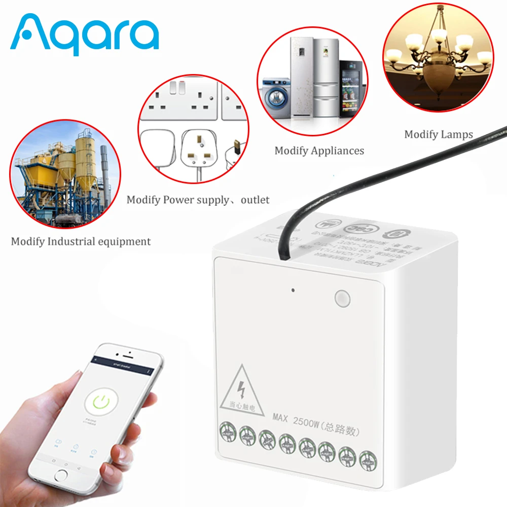 Aqara T1 Single Way Switch Module Wireless Relay Controller Zigbee 3.0 With  or No Neutral Smart home Timers Power Monitoring 